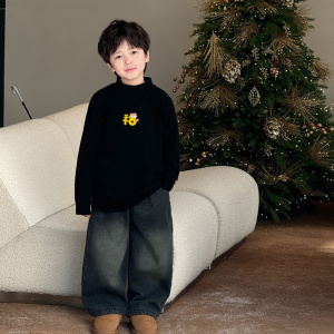童酷儿童冬装湖州织里童装新年百搭T恤半高领加厚男童打底衫
