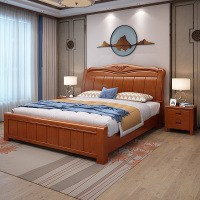 森美人实木床1.8米双人床主卧室大床经济型1.5米储物床架橡木床婚床家具