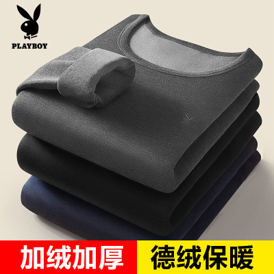 花花公子保暖内衣男士加厚加绒冬季套装中老年人发热秋衣裤秋裤男