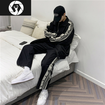 HongZun网红套装休闲服男潮流韩版帅气春秋外套黑暗系炸街运动服搭配衣服其他套装