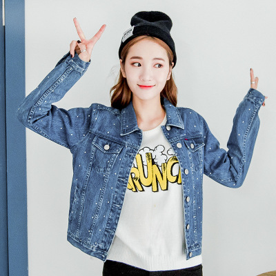 2018秋装女士波点牛仔外套女短款韩版宽松长袖休闲夹克CYLLSD