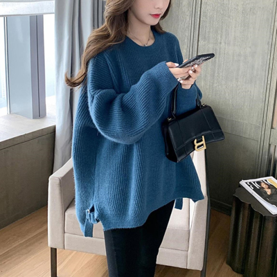 语娄秋冬大码女装宽松显瘦针织衫女长袖上衣胖妹妹气质减龄毛衣打底衫2021大码女装