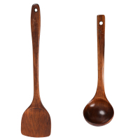 木铲子不粘锅专用家用可高温炒菜铲子木头质锅铲长柄汤勺厨房套装 敬平 [炒菜铲+汤勺]2件套