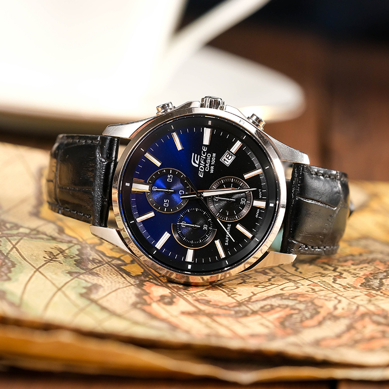 生日送礼CASIO旗舰店卡西欧手表男EDIFICE海洋之心限量非机械钢带皮带男表防水休闲男士石英表 男 EFB-530L