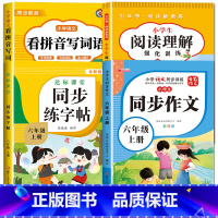 [六年级上册]看拼音+阅读理解+同步作文+字帖 小学六年级 [正版]看拼音写词语六年级下册 语文小学注音生字拼音拼读字词