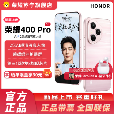 赠蓝牙耳机 荣耀400 Pro 16GB+1TB 流沙粉 5G智能手机