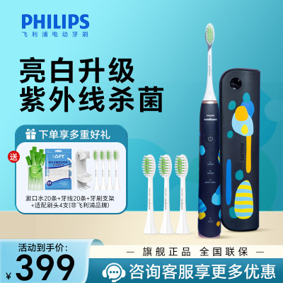 飞利浦(PHILIPS)电动牙刷 成人亮白杀菌 Lydie Bossuet—Dior合作设计师款HX2462/02鸢尾蓝