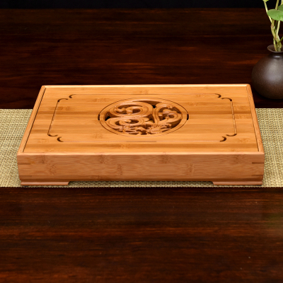 弘拜楠竹茶盘竹制茶具盘盛水式大号福字茶盘茶托盘干泡茶盘功夫茶道