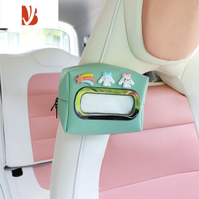 三维工匠五菱宏光mini抽纸盒马卡龙ev卡通纸巾盒车载车内饰布置爆改装配饰 小白狗抽纸盒-牛油果绿