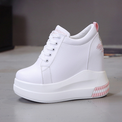 SUNTEK秋冬新款12cm内增高女鞋2020厚底松糕小白鞋韩版百搭超高跟休闲鞋休闲鞋