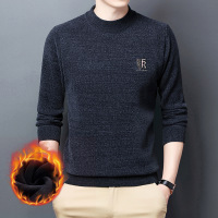 男装加绒雪尼尔毛衣男款冬季半高领加厚保暖打底针织衫男