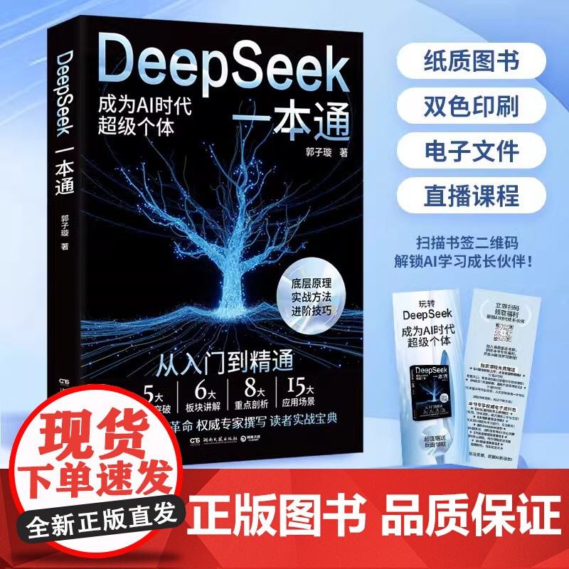 DeepSeek一本通正版书籍 轻松上手快速进阶用deepseek赚钱开启AI赋能的高效生活与工作模式 附赠课程资源和电
