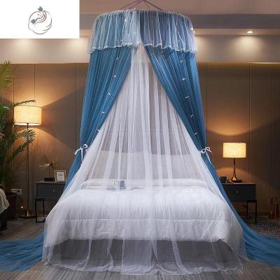 舒适主义(SHUSHIZHUYI)新款吊顶蚊帐圆顶双层公主风单双人床落地家用免安装加密加厚床幔情相悦-星海蓝加密升级情相悦-星海蓝加密升级送LED灯-1.2m（4英尺）床
