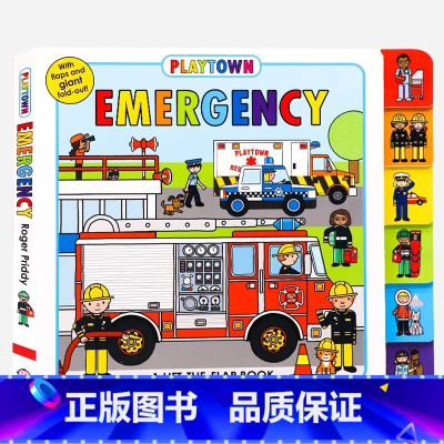 [正版]Playtown系列急救车翻翻书Emergency A Lift-the-Flap 英文原版绘本 儿童消防急救