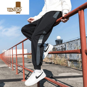 YANXU12青少年13初中学生裤子男孩款薄宽松胖大童14帅气运动裤15岁