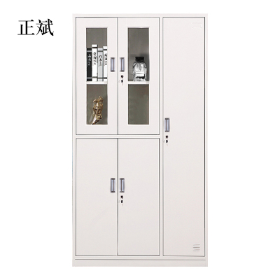 正斌钢制五门玻璃更衣柜员工柜铁皮职工储物柜带锁文件柜鞋柜资料柜子五门玻璃更衣柜