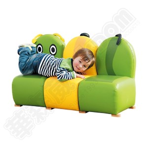 华森葳儿童家具沙发座椅-迷你组合毛虫沙发(3件组) 红色