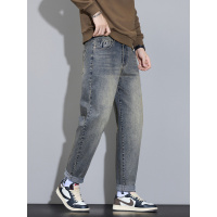 复古刺绣设计休闲弹力牛仔裤男士秋冬新款潮牌做旧水洗直筒裤时尚