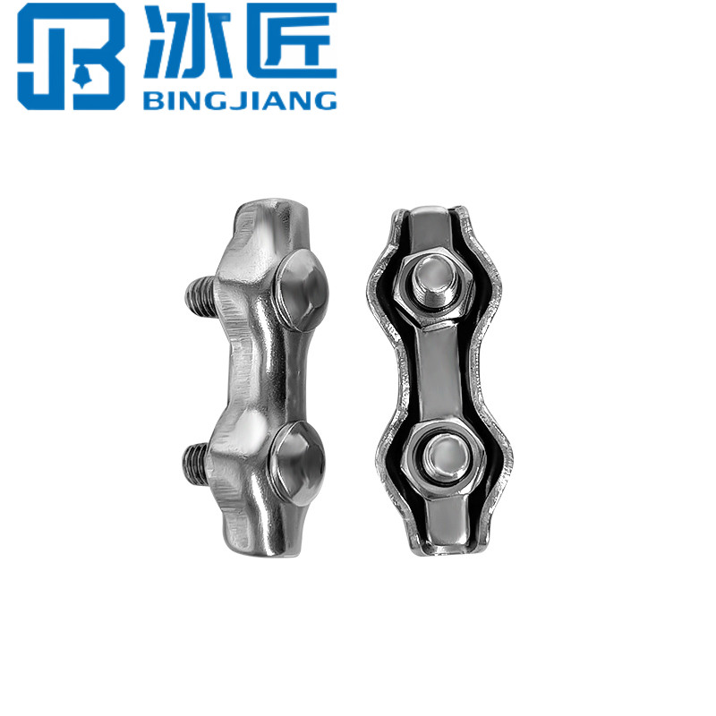 冰匠 304不锈钢钢丝绳双夹装饰夹绳夹刹车线夹卡头 单位:套