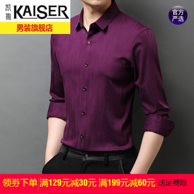 kaiser凯撒衬衫男长袖春秋季新款休闲商务上衣中年男士抗皱免烫衬衣潮