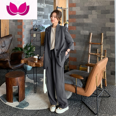 七斓灰色正装女士西装套装女春季2023新款韩版修身气质设计感高端西服