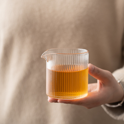 佳德美竖纹直筒公道杯防烫加厚耐热分茶器家用茶海茶具配件