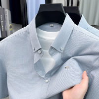 春夏季新款男士纯色短袖休闲纯棉免烫翻领通勤百搭新疆棉衬衫