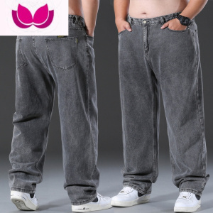 七斓新款牛仔裤男宽松直筒加肥加大码高腰胖子耐磨耐脏厚款工作裤