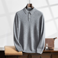 七针加厚POLO领半系扣羊绒衫男商务休闲时尚长袖套头宽松保暖上衣