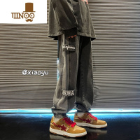 YANXU工装牛仔裤男夏季新款大码宽松休闲长裤ins潮牌美式复古束脚裤子