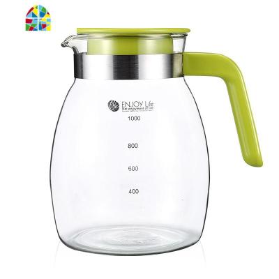 冷水壶玻璃凉水壶带刻度大容量套装防爆耐热家用可高温凉水杯 FENGHOU 弧形冷水壶PY-1431