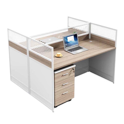 铭威盾职员办公桌椅组合简约现代屏风卡座工位隔断式财务工位桌子双人位+活动柜