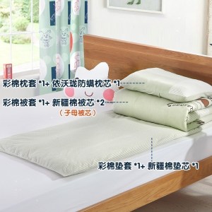 美帮汇彩棉幼儿园被子三件套春夏含芯儿童午睡小床品套件被褥六件套