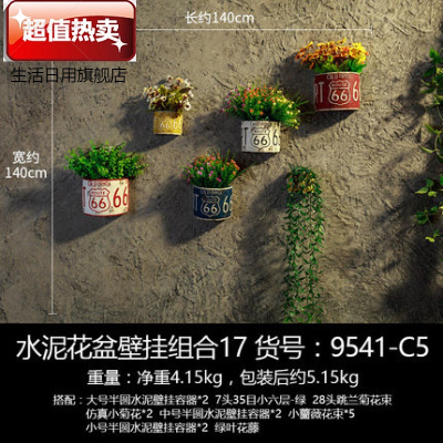 复古工业风创意阳台墙面装饰品奶茶店铺壁挂花盆挂件墙壁绿植挂饰带花花盆组合12