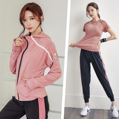  瑜伽服套装长袖女健身房运动跑步套装宽松健身服速干衣透气