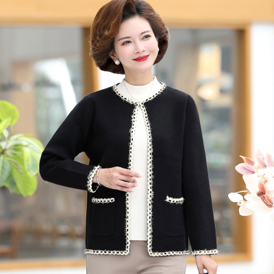 七斓妈妈秋装外套中年女2020新款夹克上衣短款中老年春秋装薄款毛呢子毛呢外套