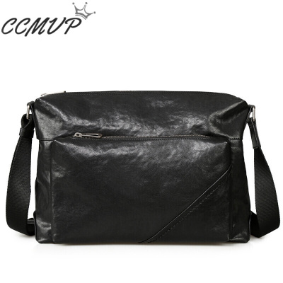 CCMVP品牌自营质量保证-CCMVP单肩包大容量商务休闲真皮男士斜挎包牛皮多功能时尚单肩包男包黑色默认颜色