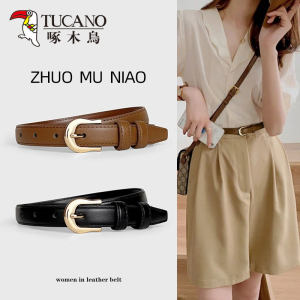 啄木鸟2025新款女士皮带百搭装饰韩版西裤牛仔裤棕色腰带细款针扣