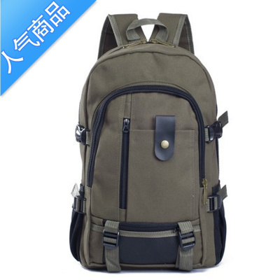 FENGHOU包包帆布旅游背包男出行帅气工具男生耐用古休闲外出双肩军绿色
