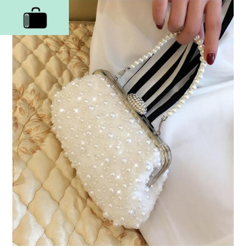 2019新款珍珠包包晚宴包手拿包蕾丝女包单肩斜跨小包包NEW LAKE女手包