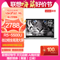 联想(Lenovo)IdeaPad14s锐龙版 14英寸轻薄笔记本电脑(R5-5500U 8G 256G 集显 w10 银色) 官方标配
