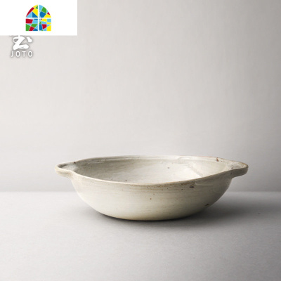 日式粗陶双耳碗防烫汤面钵仔碗大餐具手工陶瓷微波炉家用食器 FENGHOU 大号双耳碗(化妆土白)