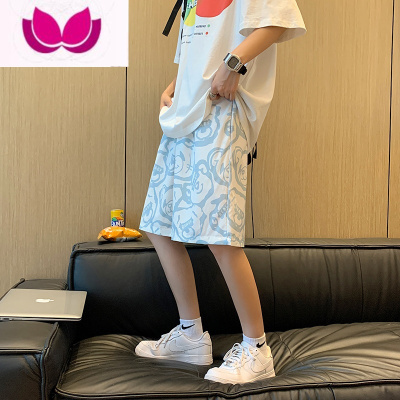 七斓小熊短裤男士夏季薄款篮球五分裤休闲外穿大裤衩宽松运动裤子潮牌