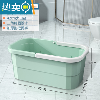 敬平塑料洗拖把长方形家用水桶挤水手提拖地涮地拖储水胶棉海绵拖布桶 单提手方桶(抹茶)