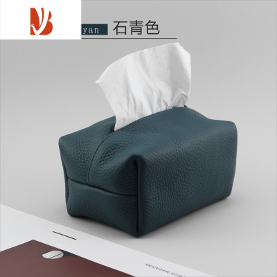 三维工匠自制好物 纸巾袋车家用高级感抽纸盒皮革车载可爱纸巾盒 头层 石青 TOGO纸巾盒