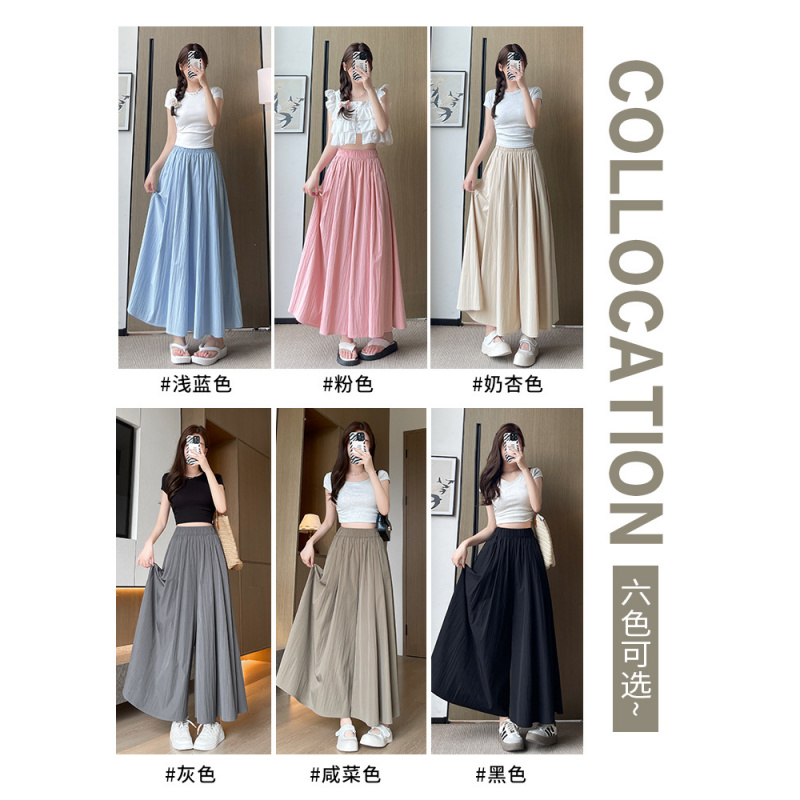 山本裙裤女夏季2026新款显瘦棉麻a字半身裙垂感小个子冰丝阔腿裤