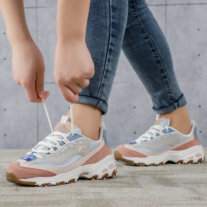 Skechers斯凯奇女鞋新款熊猫鞋厚底老爹鞋缓震透气运动休闲鞋149238-NAT ZP