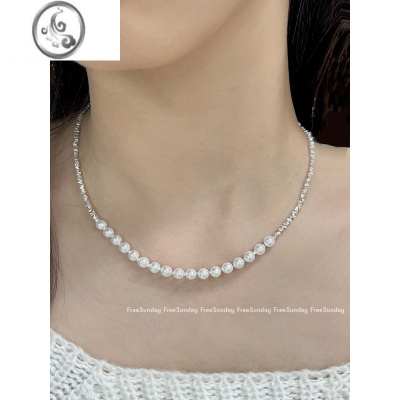 JiMi超闪碎银子微笑施家珍珠项链小众设计锁骨链高级感轻奢