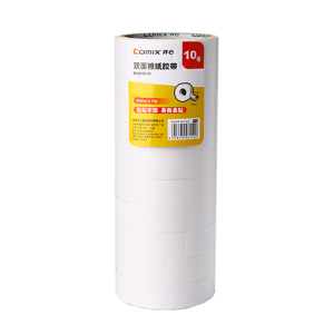 齐心 MJ2410-10 双面棉纸胶带 24mm*10y 10卷 白