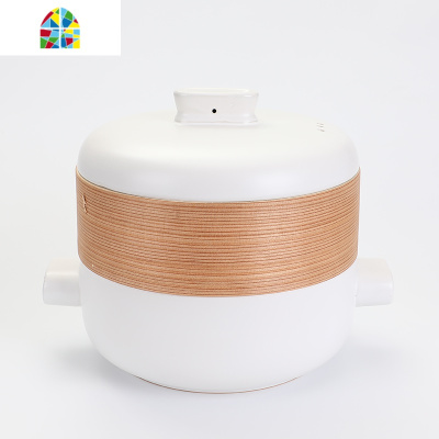 陶瓷蒸锅日式带蒸笼砂锅煲汤家用燃气炖锅蒸煮双用汤煲沙锅可高温 FENGHOU 黑色1.5L带柳杉木蒸笼